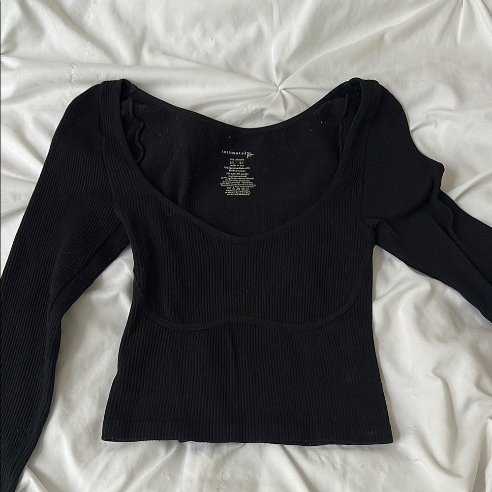 Free People Black and White Raglan Bodysuit Crop